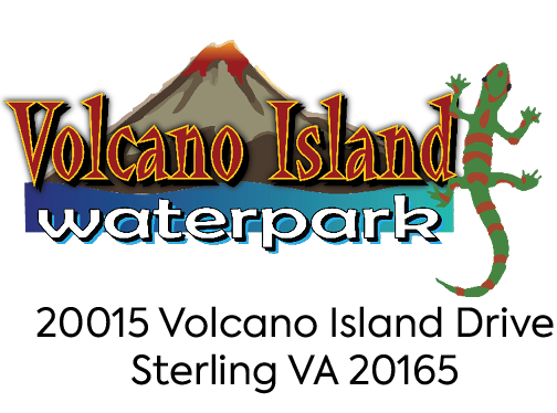 Volcano Island logo with address