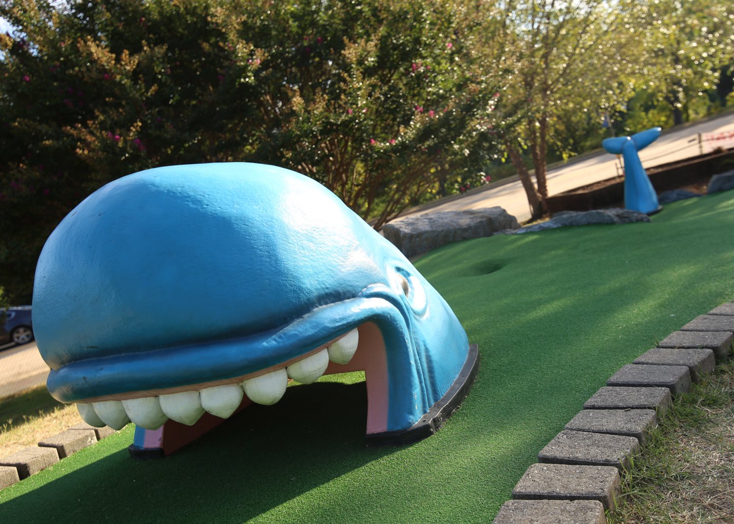 Cameron Run whale at mini golf