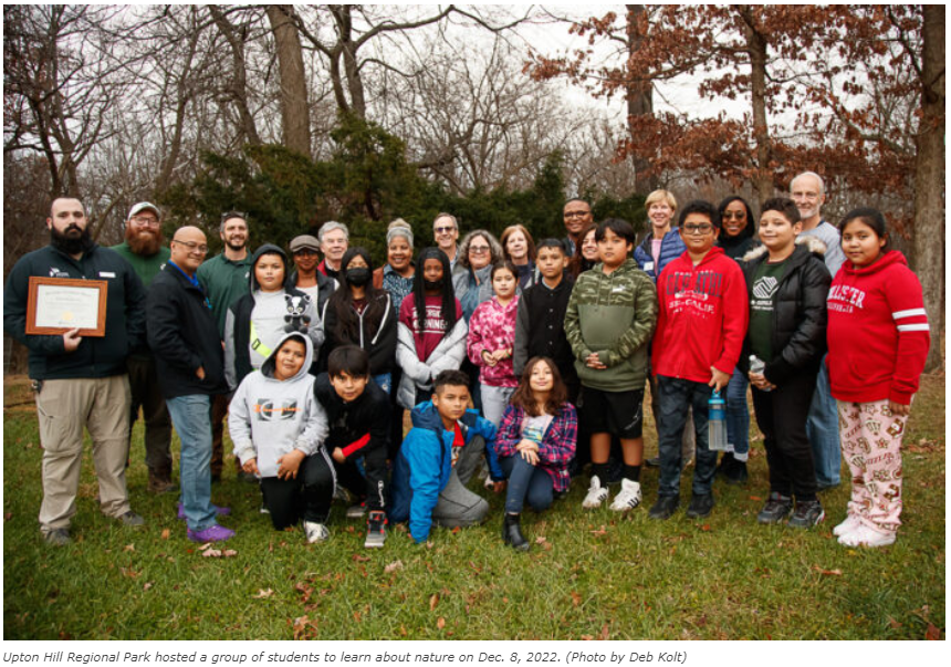 kids with naturalist at Upton Hill Regional Park