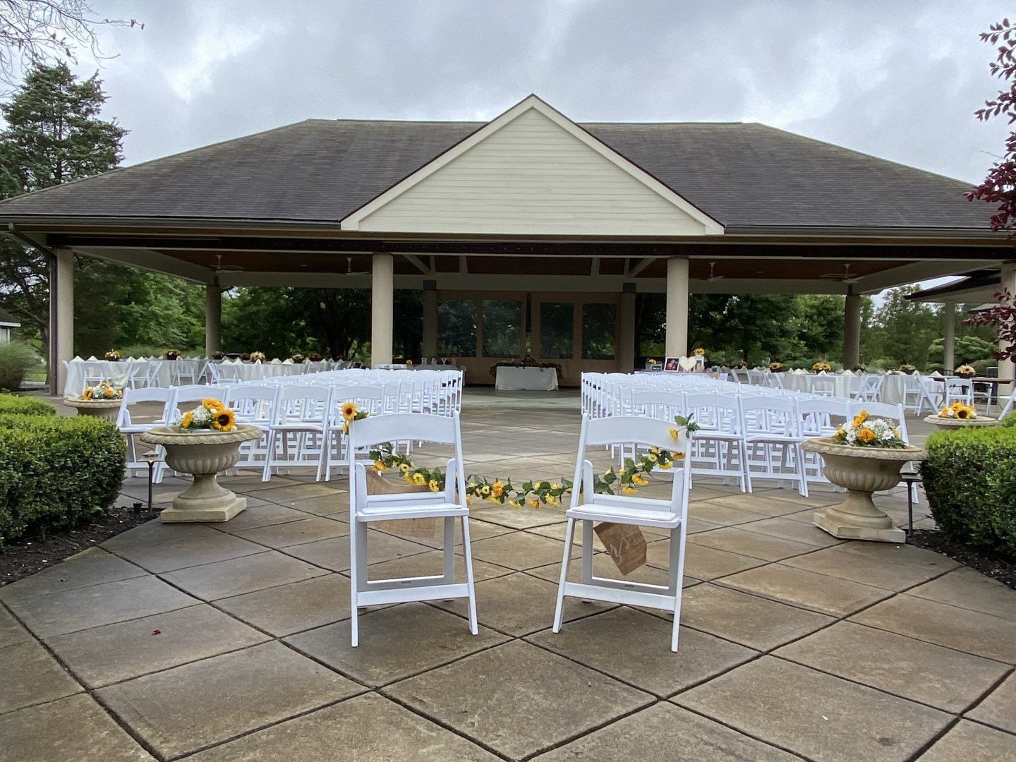 Brambleton Pavilion set up for wedding