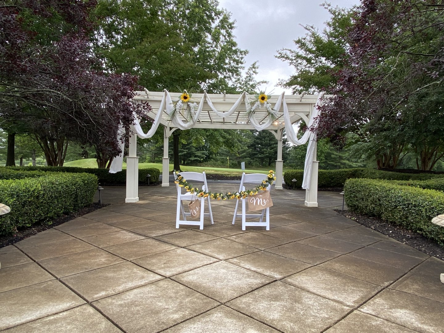 Pergola decorated for wedding