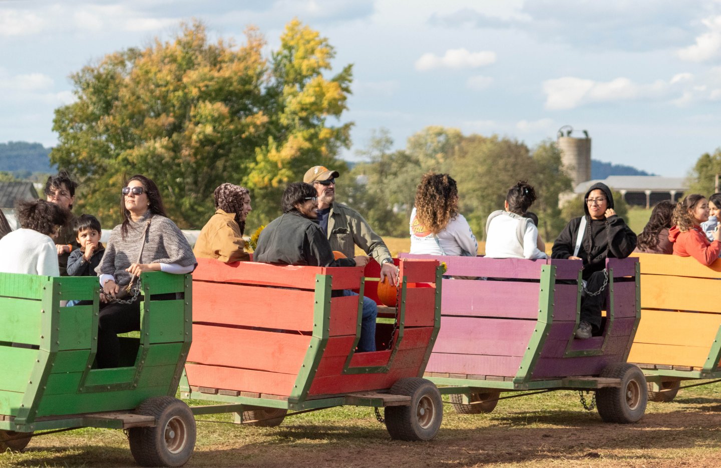 People enjoying wagon ride