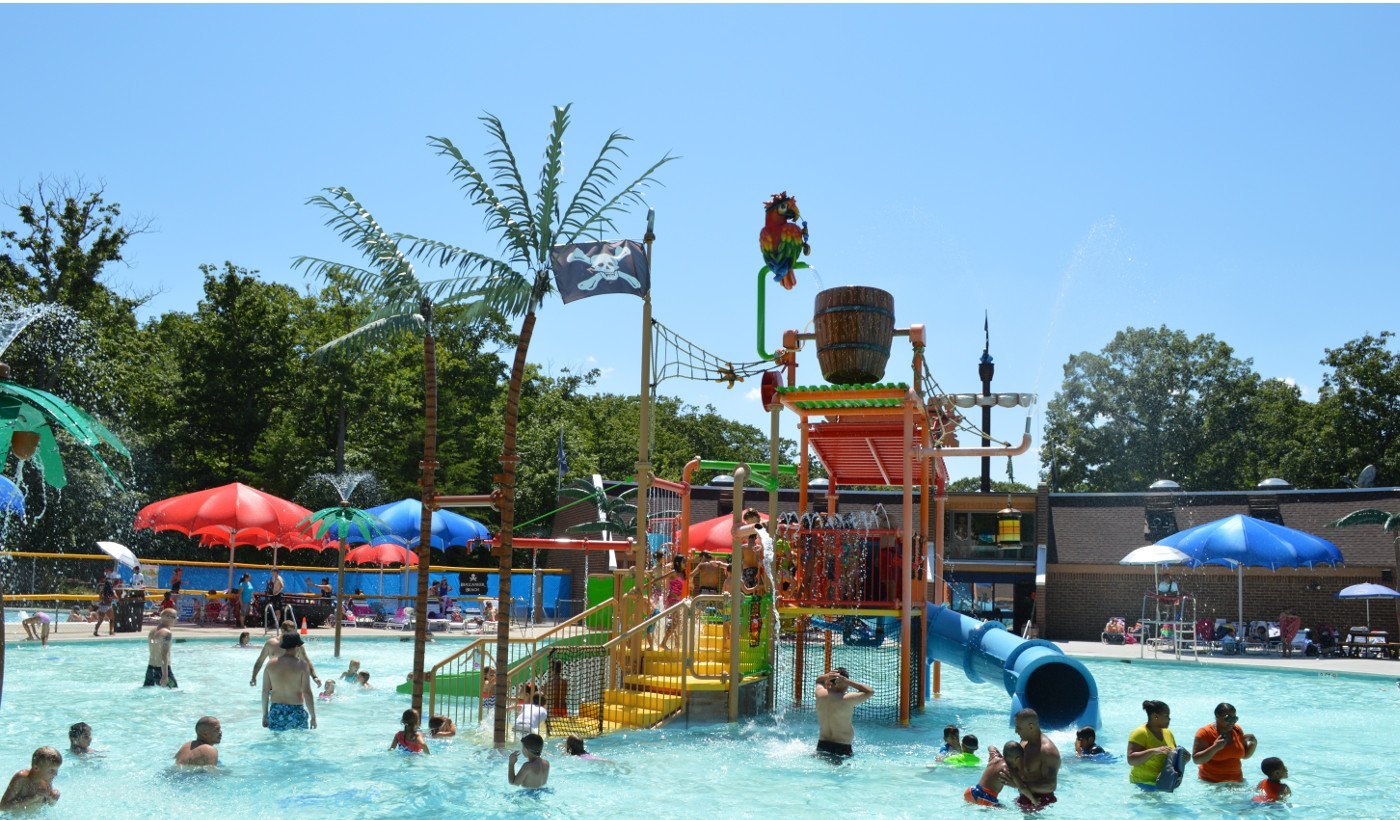 Pirate's Cove Waterpark dumping bucket and slides