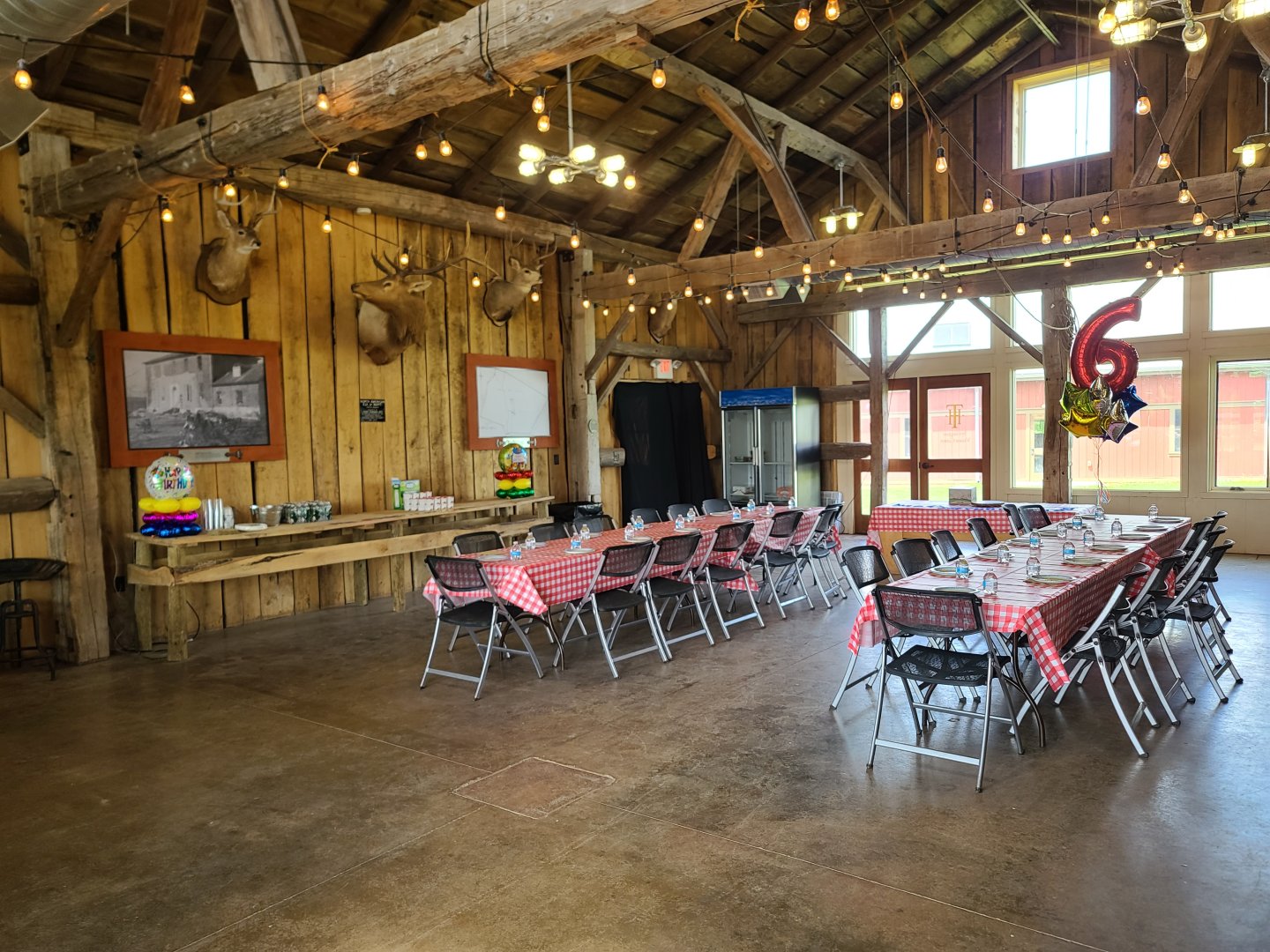 Temple Hall barn set up for birthday party
