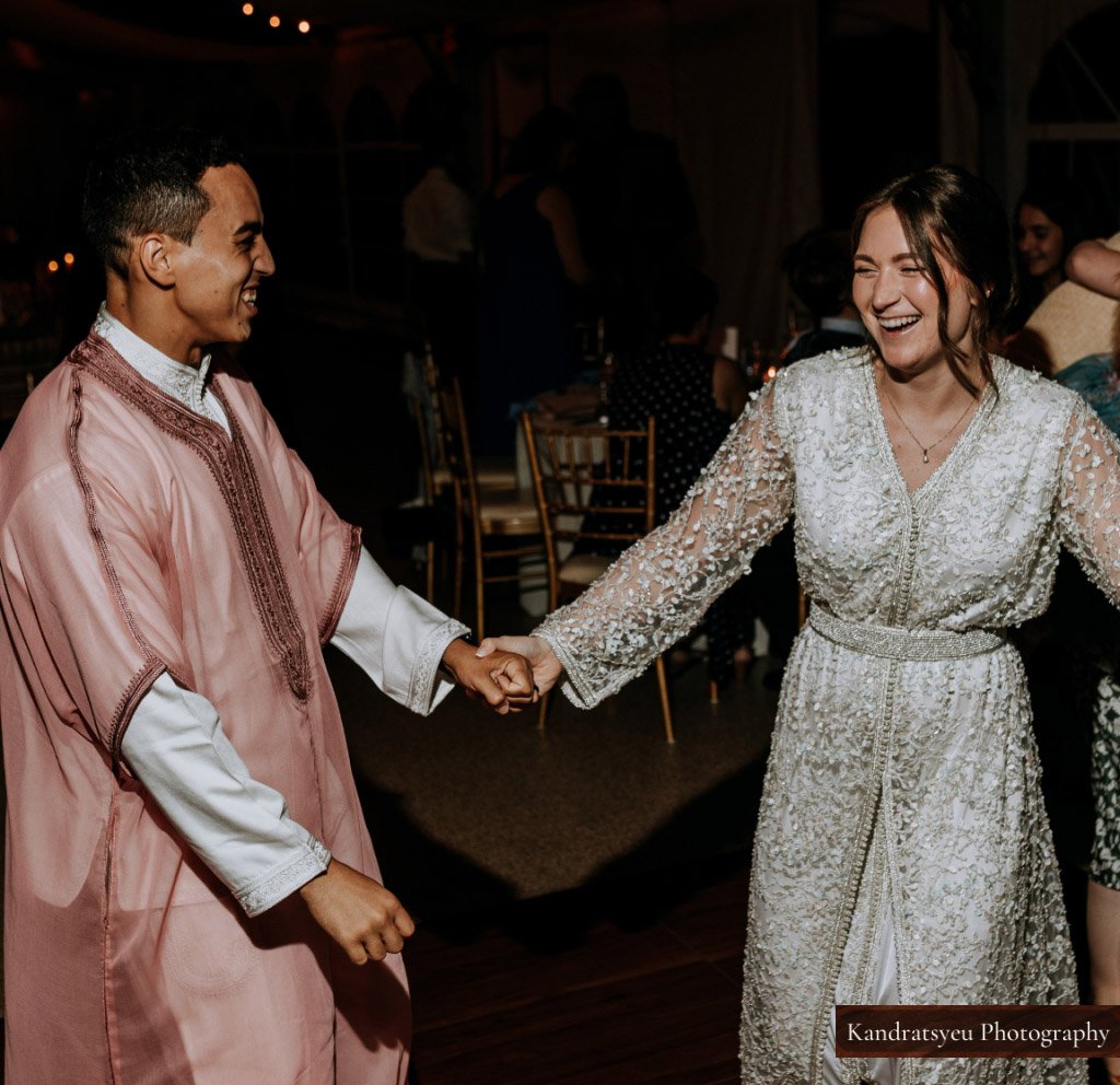 Bride and groom dancing