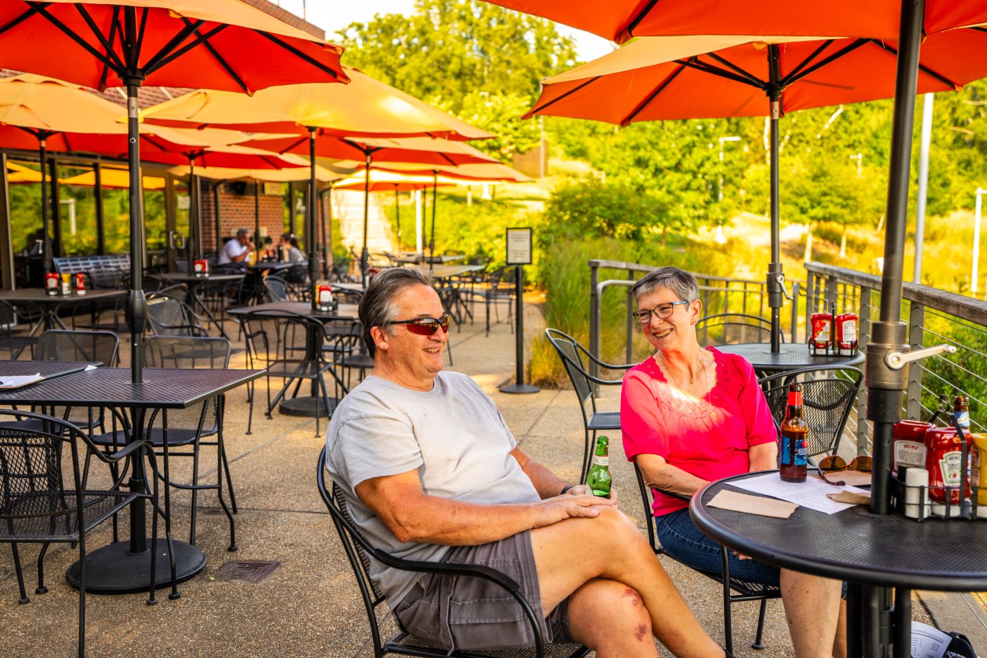 Couple on patio of Brickmakers Cafe