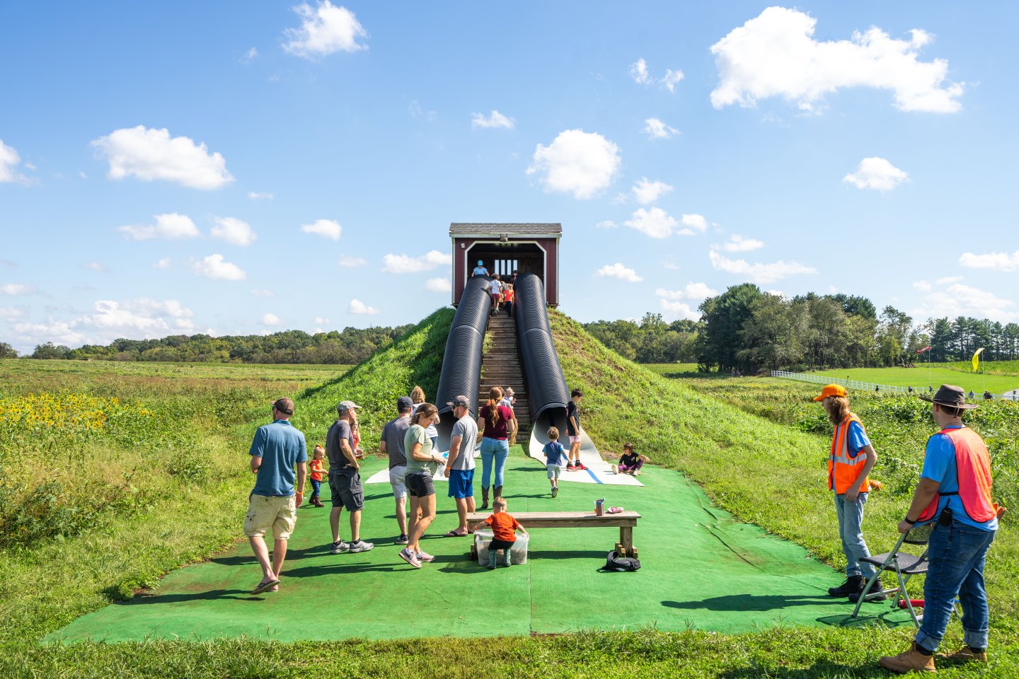 Tube slides at Temple Hall Farm