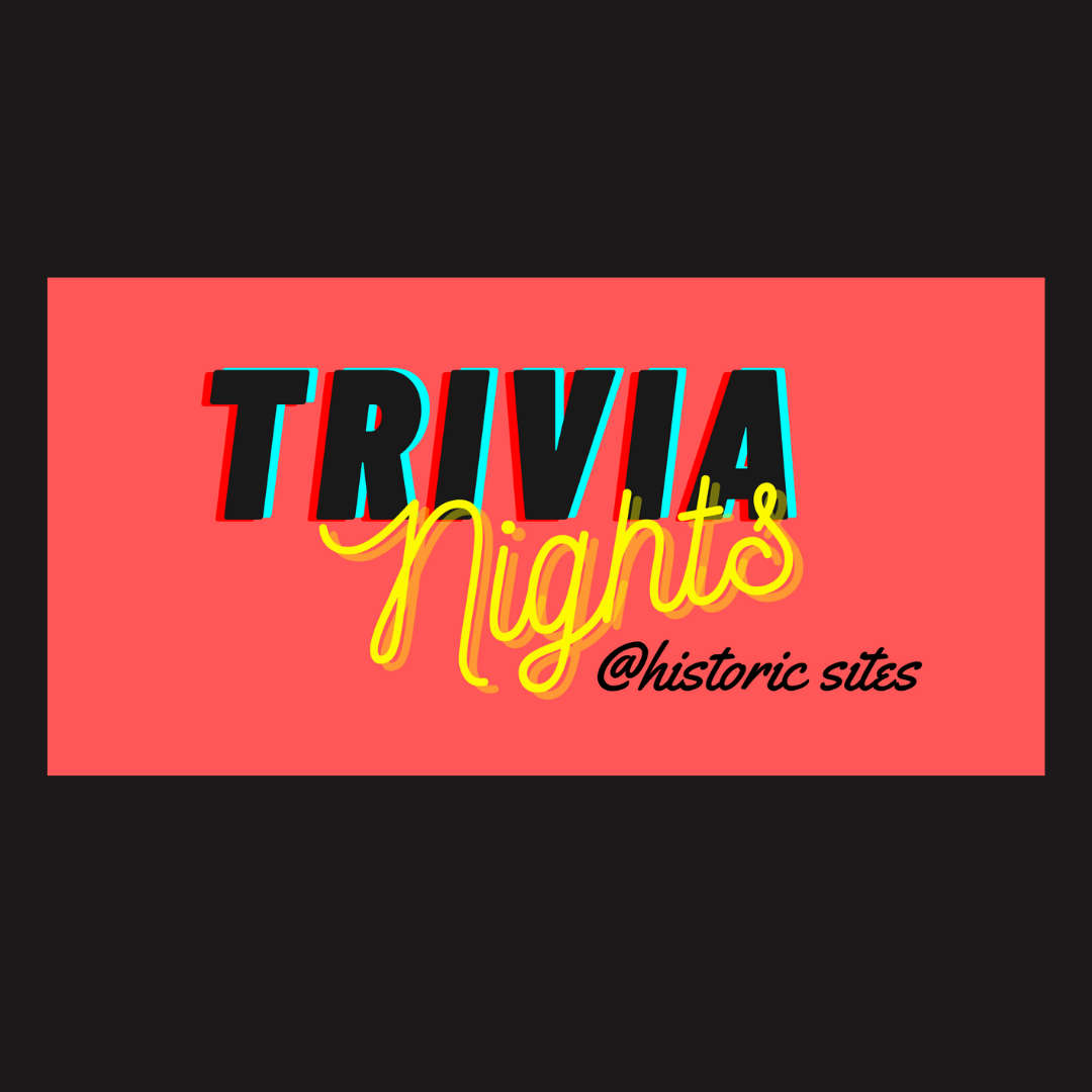 Trivia Nights logo on a coral background.
