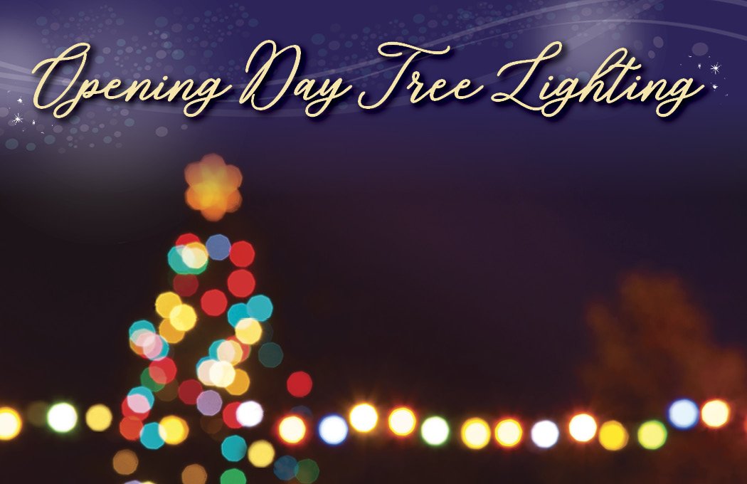Colorful bokeh lights in the shape of a tree on a dark background.