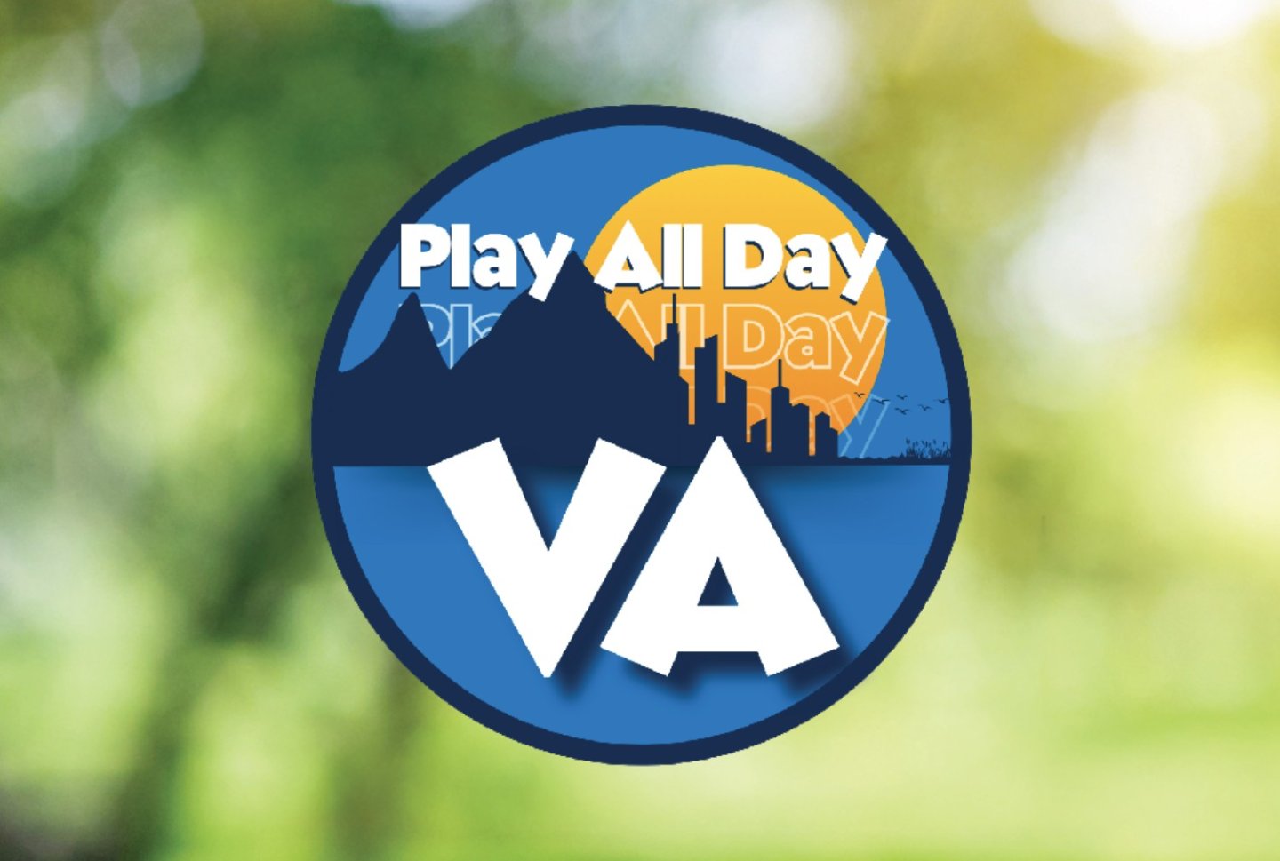 VA logo with mountains and city skyline.