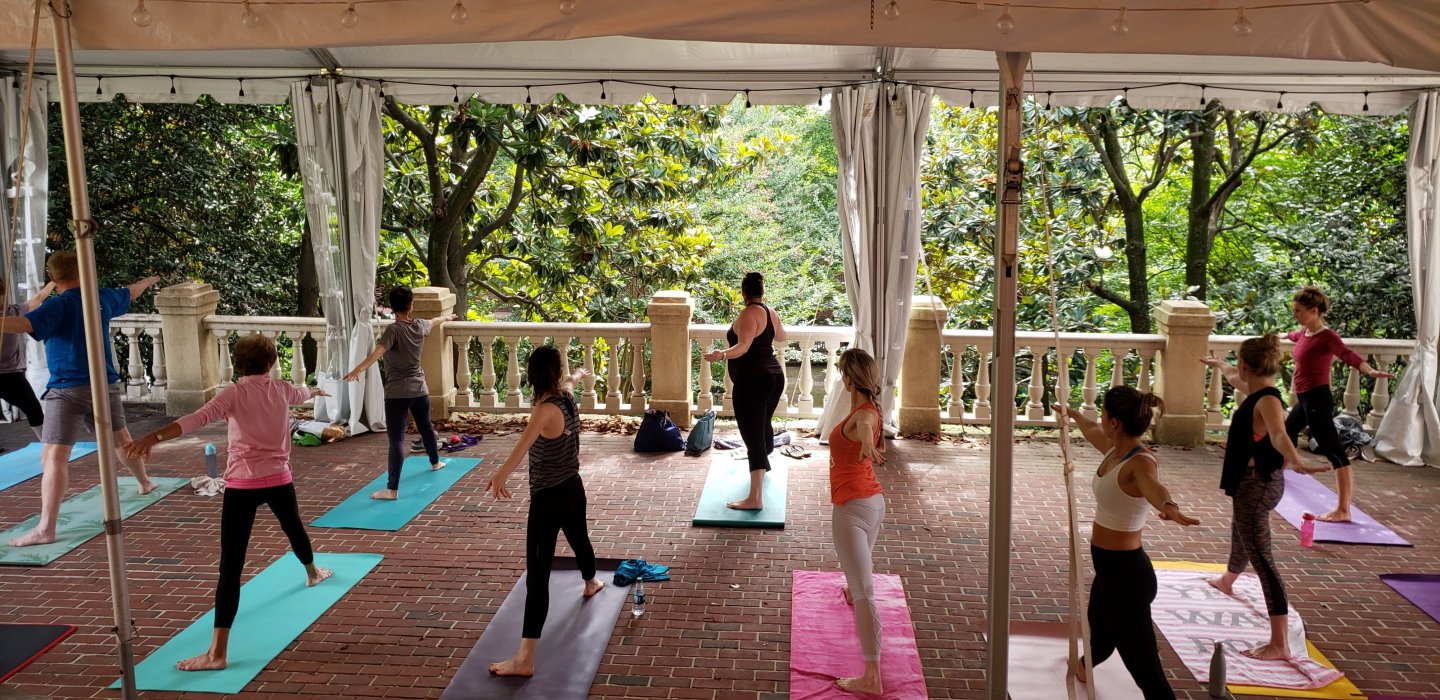Carlyle House yoga on terrace