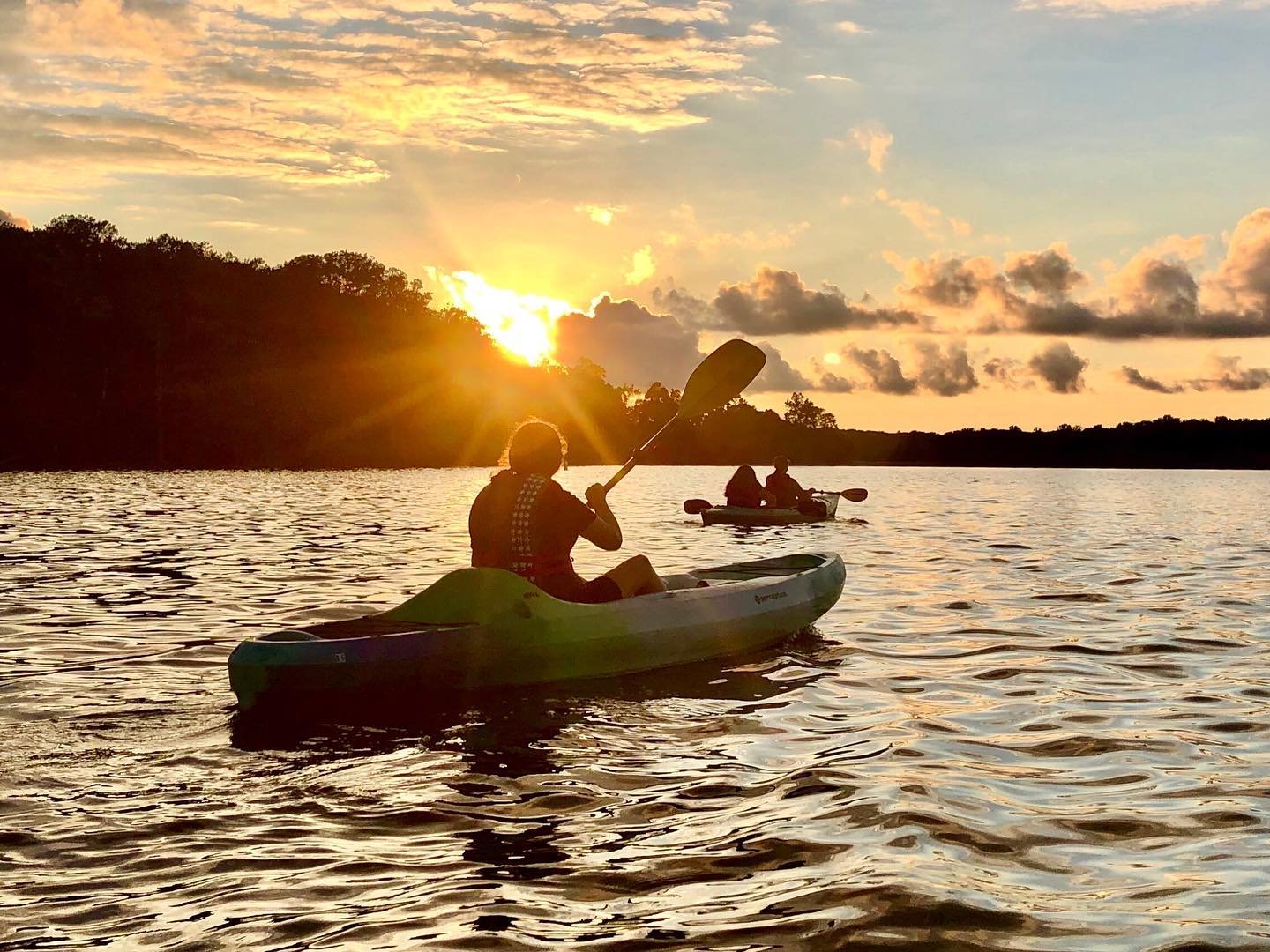 sunset, kayak, water, colorful, paddling, pohick, kayaking