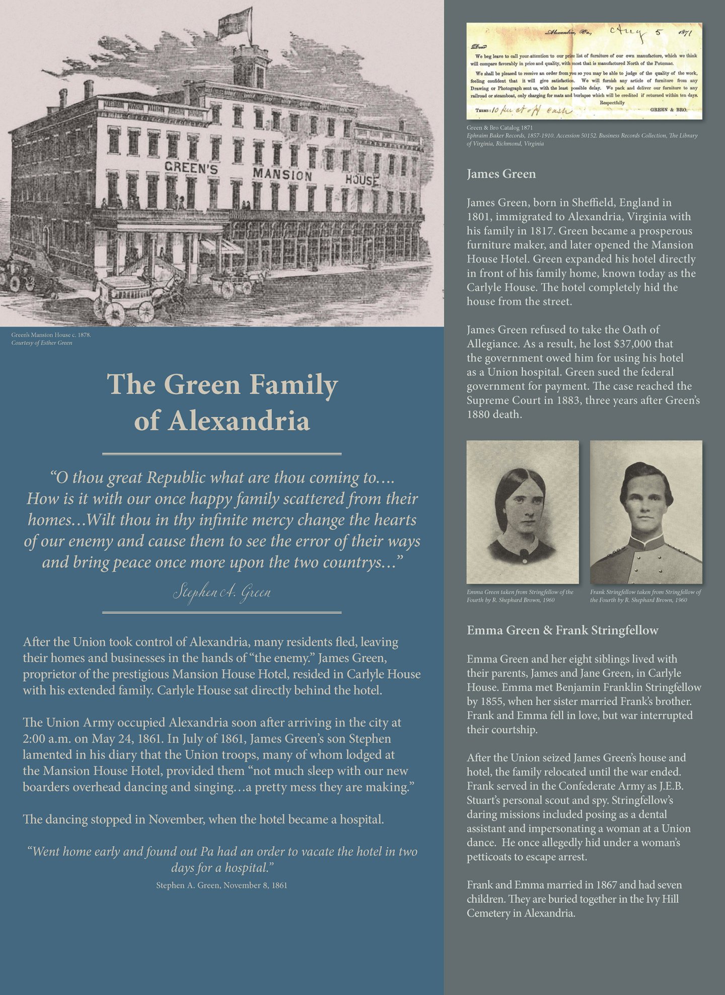 Mercy Street Exhibit - the Green Family